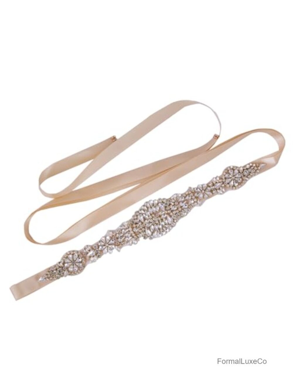 Handmade Crystal Bridal Belt with Ribbons for Wedding Prom Gown